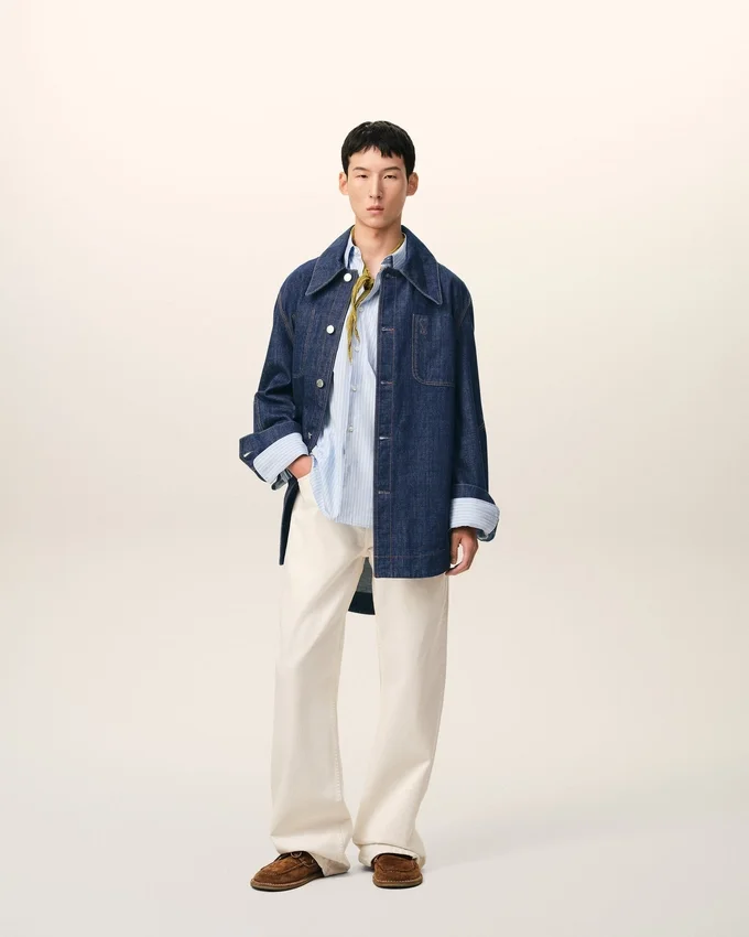 Blue Cotton Ami De Coeur Worker Overshirt Blue Cotton Ami De Coeur Worker Overshirt