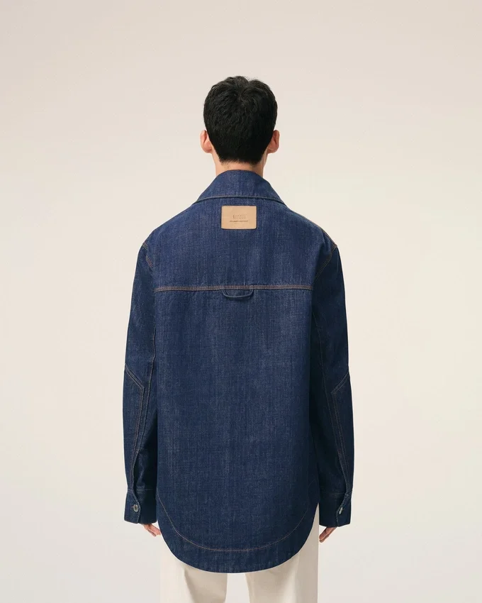 Blue Cotton Ami De Coeur Worker Overshirt Blue Cotton Ami De Coeur Worker Overshirt