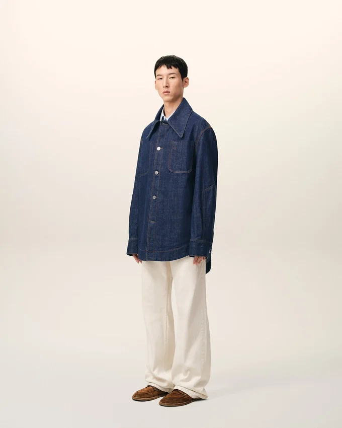 Blue Cotton Ami De Coeur Worker Overshirt Blue Cotton Ami De Coeur Worker Overshirt