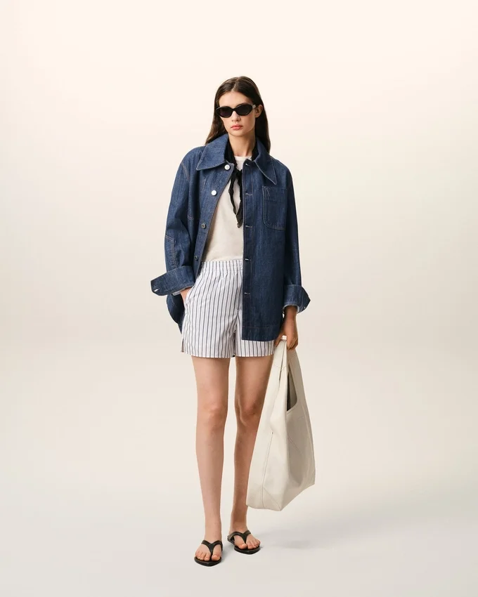 Blue Cotton Ami De Coeur Worker Overshirt Blue Cotton Ami De Coeur Worker Overshirt