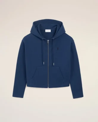 Blue Cotton Ami De Coeur Zipped Hoodie