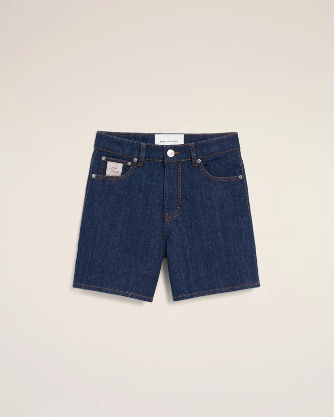 Blue Cotton Ami Paris Heritage Label Shorts Blue Cotton Ami Paris Heritage Label Shorts
