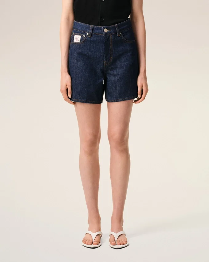 Blue Cotton Ami Paris Heritage Label Shorts Blue Cotton Ami Paris Heritage Label Shorts