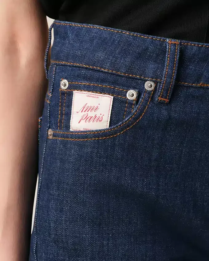 Blue Cotton Ami Paris Heritage Label Shorts Blue Cotton Ami Paris Heritage Label Shorts