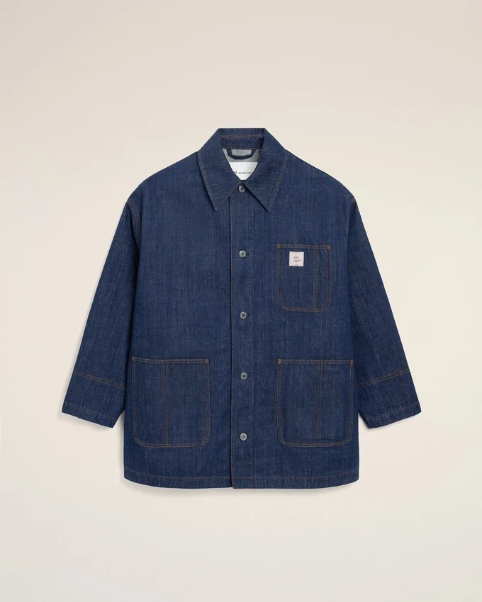 Blue Cotton Ami Paris Heritage Label Worker Jacket Blue Cotton Ami Paris Heritage Label Worker Jacket