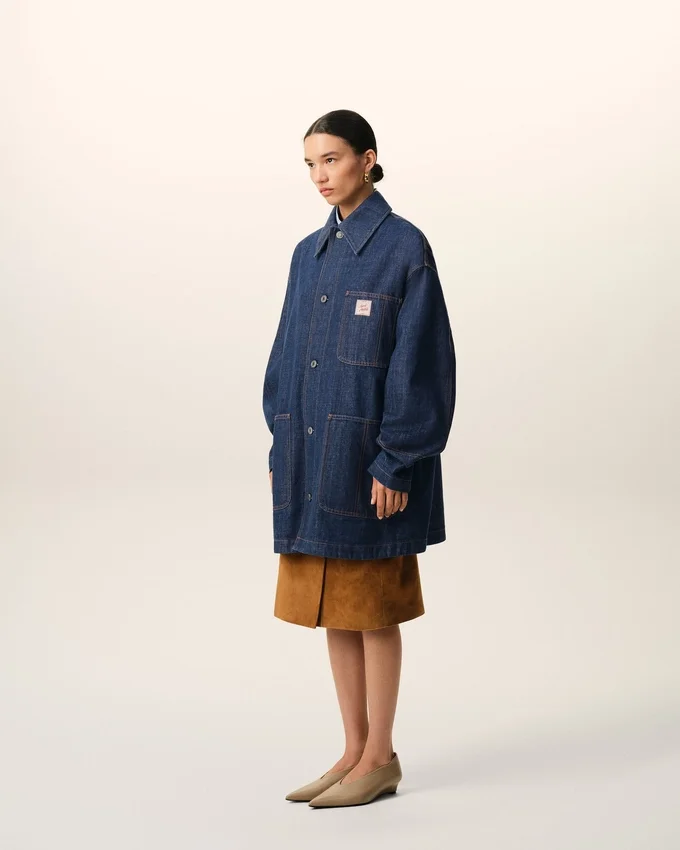 Blue Cotton Ami Paris Heritage Label Worker Jacket Blue Cotton Ami Paris Heritage Label Worker Jacket