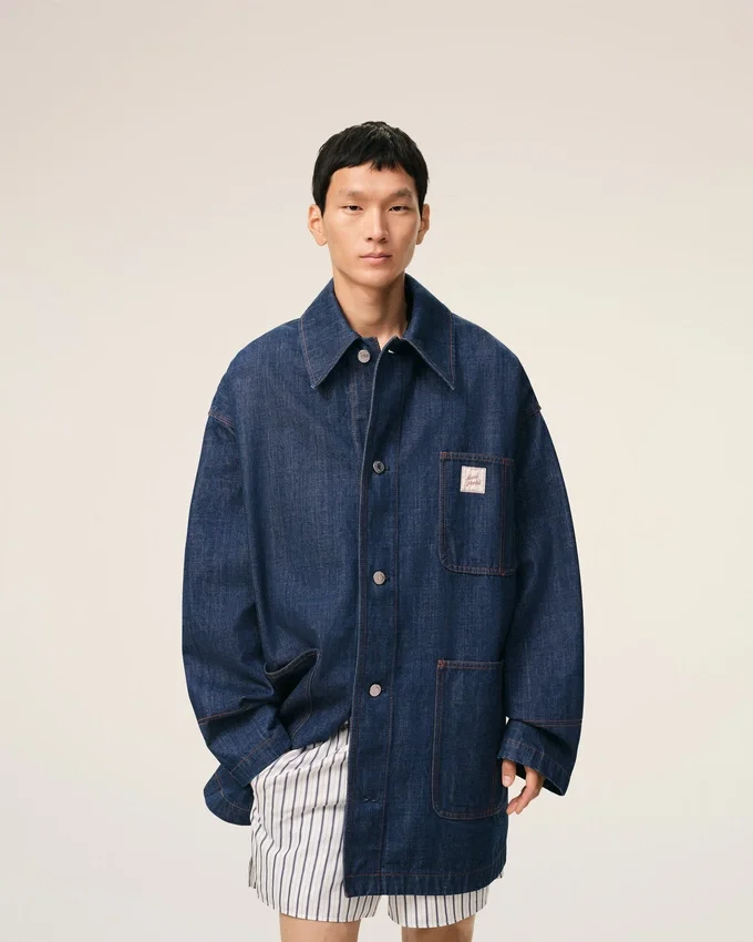 Blue Cotton Ami Paris Heritage Label Worker Jacket Blue Cotton Ami Paris Heritage Label Worker Jacket