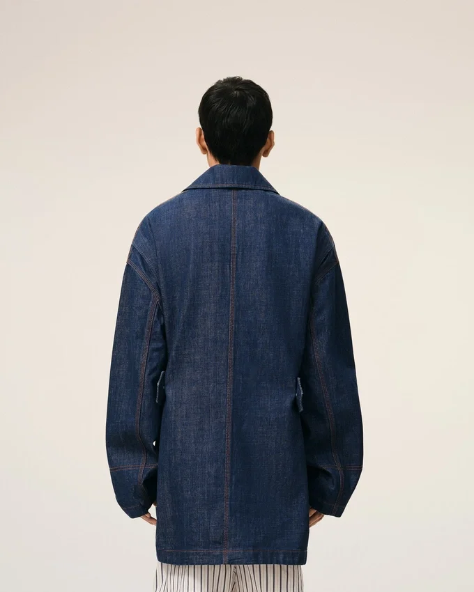 Blue Cotton Ami Paris Heritage Label Worker Jacket Blue Cotton Ami Paris Heritage Label Worker Jacket