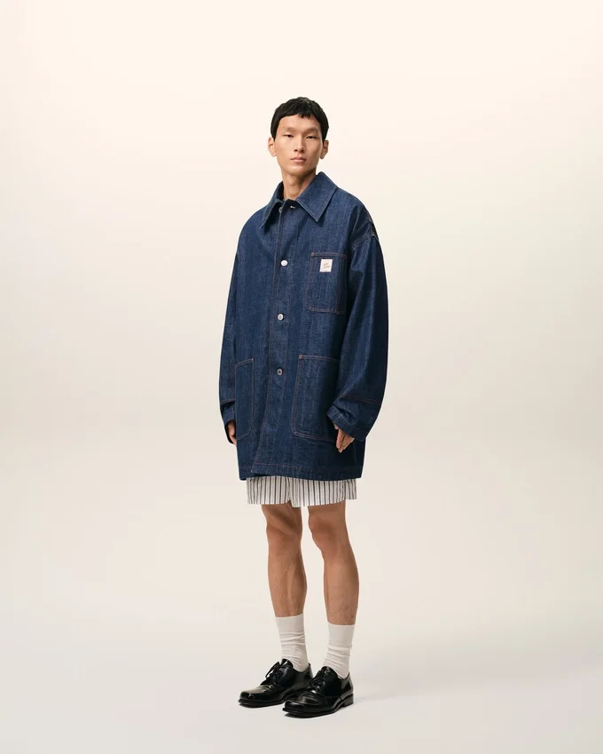Blue Cotton Ami Paris Heritage Label Worker Jacket Blue Cotton Ami Paris Heritage Label Worker Jacket