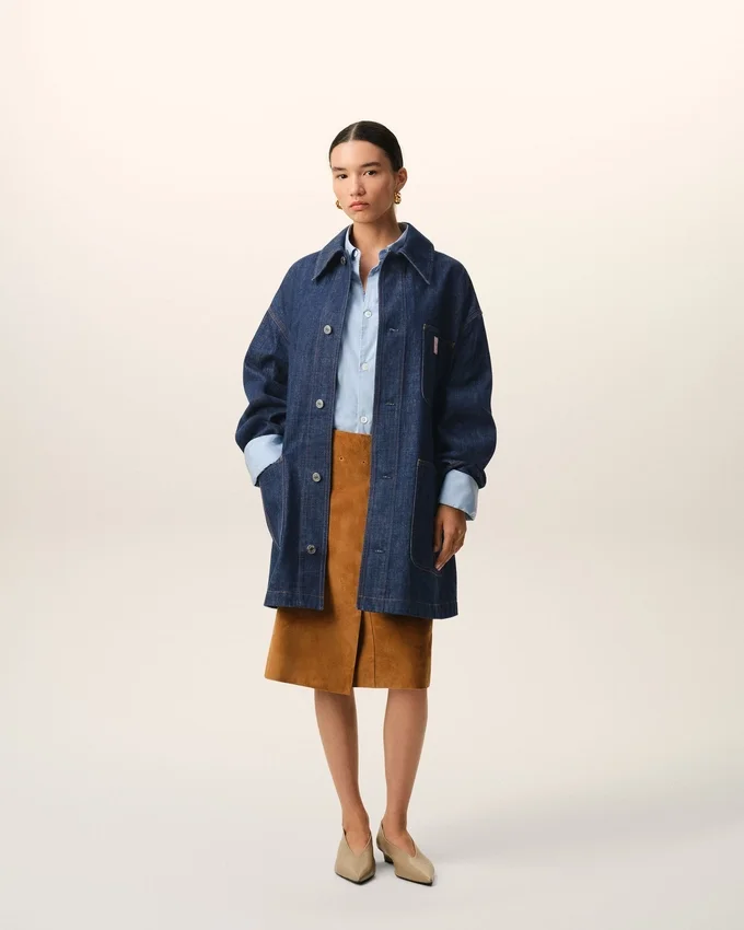 Blue Cotton Ami Paris Heritage Label Worker Jacket Blue Cotton Ami Paris Heritage Label Worker Jacket