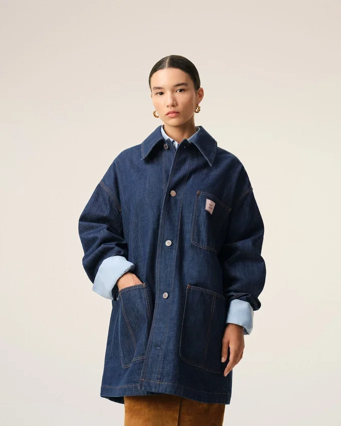Blue Cotton Ami Paris Heritage Label Worker Jacket Blue Cotton Ami Paris Heritage Label Worker Jacket