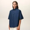Blue Cotton Boxy Embroidered Ami De Coeur