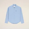 Blue Cotton Boxy Embroidered Ami De Coeur Shirt