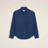 Blue Cotton Boxy Embroidered Ami De Coeur Shirt Blue Cotton Boxy Embroidered Ami De Coeur Shirt