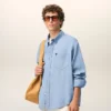 Blue Cotton Boxy Embroidered Ami De Coeur Shirt