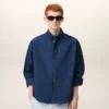 Blue Cotton Boxy Embroidered Ami De Coeur Shirt Blue Cotton Boxy Embroidered Ami De Coeur Shirt
