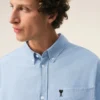 Blue Cotton Boxy Embroidered Ami De Coeur Shirt