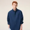 Blue Cotton Boxy Embroidered Ami De Coeur Shirt Blue Cotton Boxy Embroidered Ami De Coeur Shirt