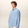 Blue Cotton Boxy Embroidered Ami De Coeur Shirt