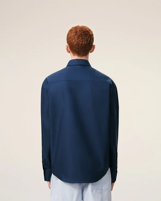 Blue Cotton Boxy Embroidered Ami De Coeur Shirt Blue Cotton Boxy Embroidered Ami De Coeur Shirt