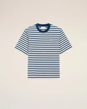 Blue Cotton Boxy Fit Mariniere Ami De Coeur T-Shirt
