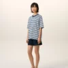 Blue Cotton Boxy Fit Mariniere Ami De Coeur T-Shirt Blue Cotton Boxy Fit Mariniere Ami De Coeur T-Shirt