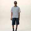 Blue Cotton Boxy Fit Mariniere Ami De Coeur T-Shirt Blue Cotton Boxy Fit Mariniere Ami De Coeur T-Shirt