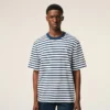 Blue Cotton Boxy Fit Mariniere Ami De Coeur T-Shirt Blue Cotton Boxy Fit Mariniere Ami De Coeur T-Shirt