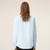 Blue Cotton Classic Long Sleeve Shirt Button Down Collar with Embroidered Adc