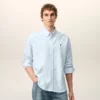 Blue Cotton Classic Long Sleeve Shirt Button Down Collar with Embroidered Adc