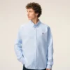 Blue Cotton Classic Long Sleeve Shirt Button Down Collar with Embroidered Adc