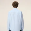 Blue Cotton Classic Long Sleeve Shirt Button Down Collar with Embroidered Adc