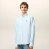 Blue Cotton Classic Long Sleeve Shirt Button Down Collar with Embroidered Adc