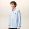 Blue Cotton Classic Long Sleeve Shirt Button Down Collar with Embroidered Adc