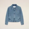 Blue Cotton Contrasted Ami De Coeur Zipped Jacket