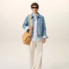 Blue Cotton Contrasted Ami De Coeur Zipped Jacket