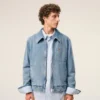 Blue Cotton Contrasted Ami De Coeur Zipped Jacket
