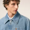 Blue Cotton Contrasted Ami De Coeur Zipped Jacket