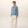 Blue Cotton Contrasted Ami De Coeur Zipped Jacket