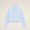 Blue Cotton Cropped Embossed Ami De Coeur Shirt Blue Cotton Cropped Embossed Ami De Coeur Shirt