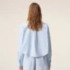 Blue Cotton Cropped Embossed Ami De Coeur Shirt Blue Cotton Cropped Embossed Ami De Coeur Shirt