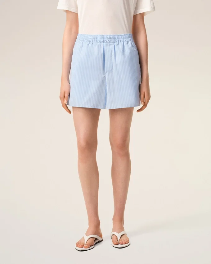Blue Cotton Elasticated Shorts Blue Cotton Elasticated Shorts