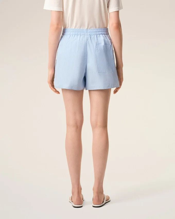 Blue Cotton Elasticated Shorts Blue Cotton Elasticated Shorts