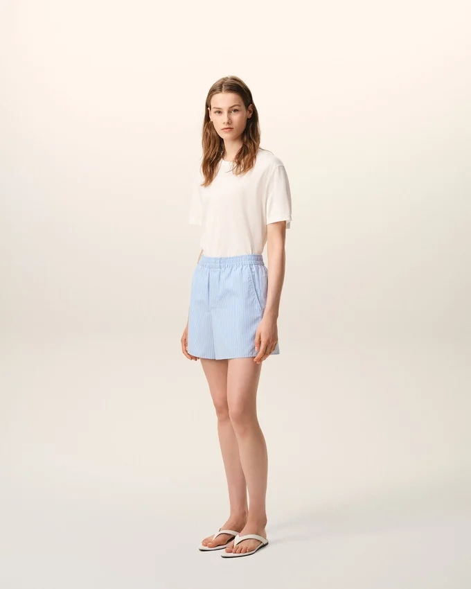 Blue Cotton Elasticated Shorts Blue Cotton Elasticated Shorts