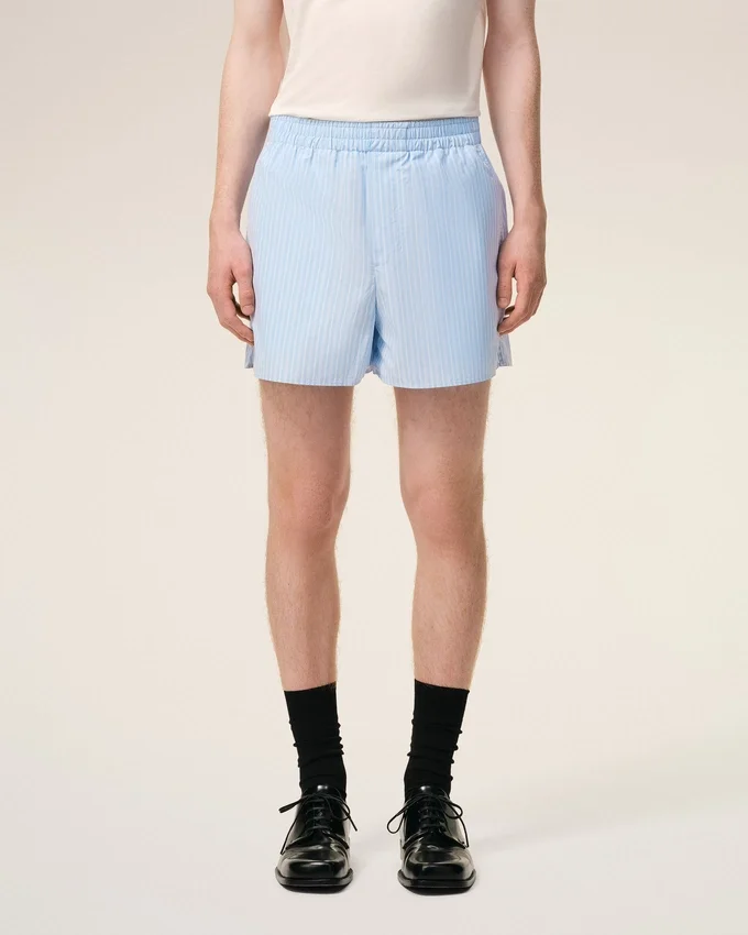 Blue Cotton Elasticated Shorts Blue Cotton Elasticated Shorts