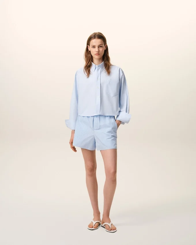 Blue Cotton Elasticated Shorts Blue Cotton Elasticated Shorts