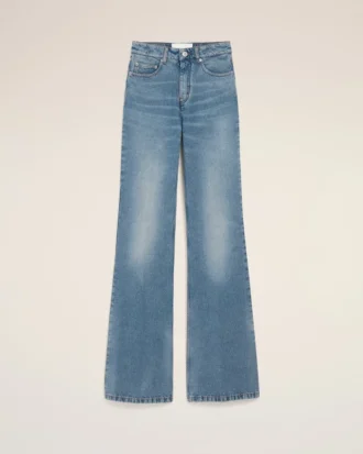 Blue Cotton Flare Fit Jeans