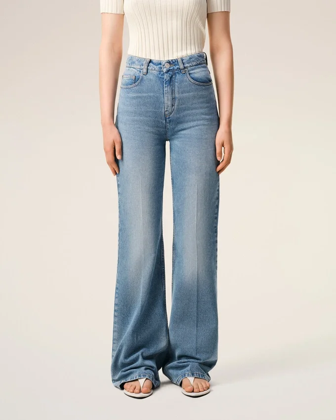Blue Cotton Flare Fit Jeans Blue Cotton Flare Fit Jeans