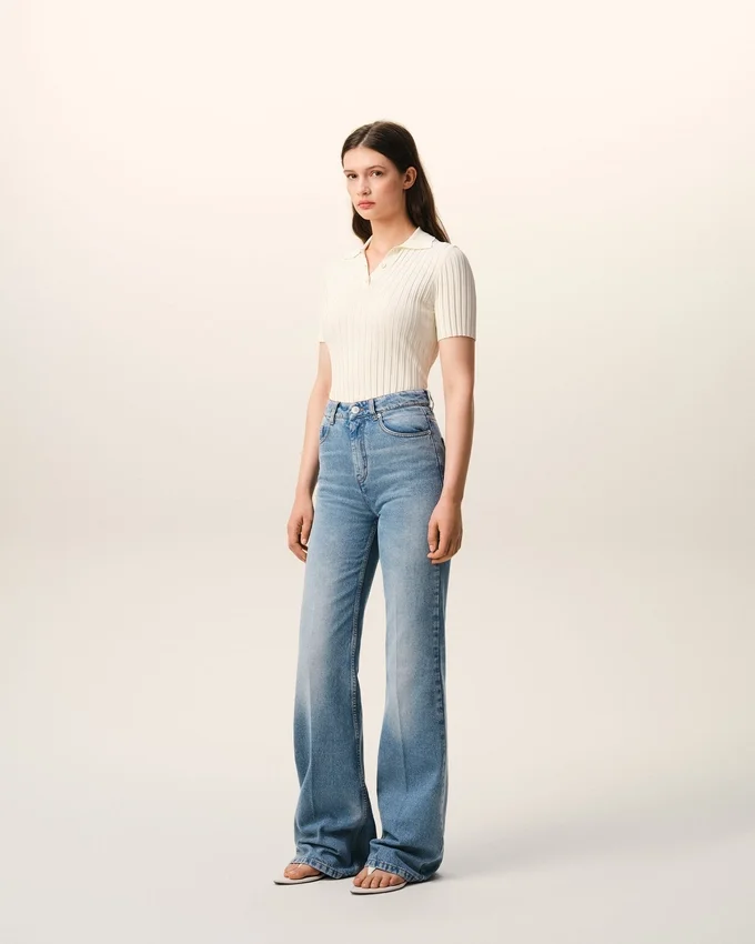 Blue Cotton Flare Fit Jeans Blue Cotton Flare Fit Jeans