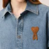 Blue Cotton Knitted Ami De Coeur Overshirt Blue Cotton Knitted Ami De Coeur Overshirt